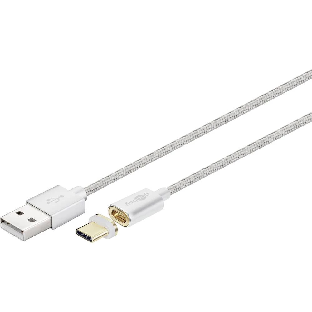 Goobay USB 2.0 Priključni kabel [1x Muški konektor USB 2.0 tipa A - 1x Muški konektor USB-C&trade;] 1.2 m Srebrna Aluminijski ut slika