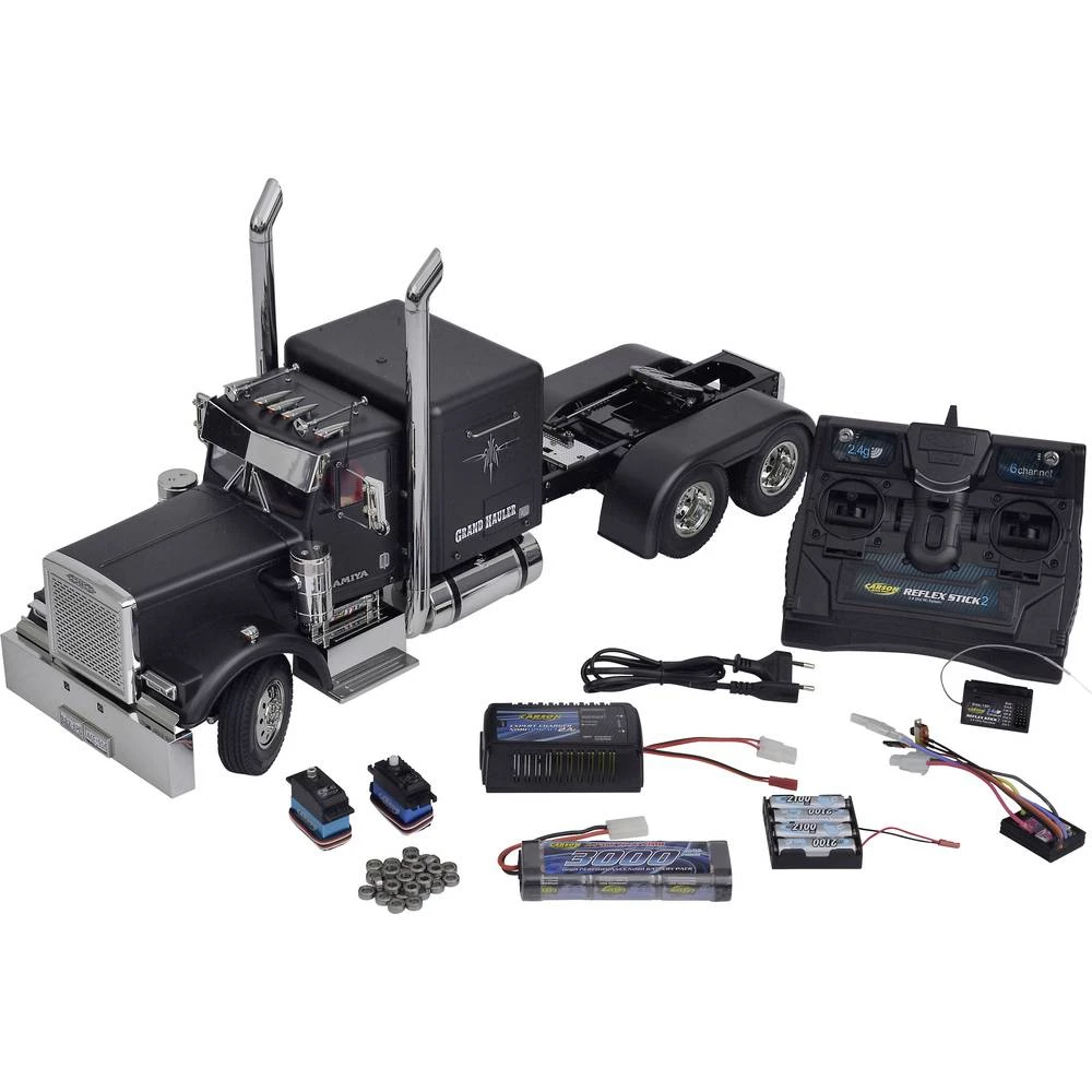 Tamiya 330056356 Grand Hauler Matte Black Edition 1:14 Električni RC model kamiona Uštedni komplet Predlakirani, Ekskluzivni set slika