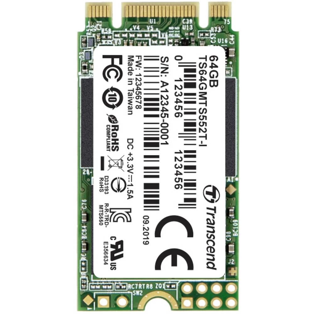 Transcend MTS552T-I 64 GB unutarnji M.2 PCIe NVMe SSD 2242 SATA 6 Gb/s maloprodaja TS64GMTS552T-I slika