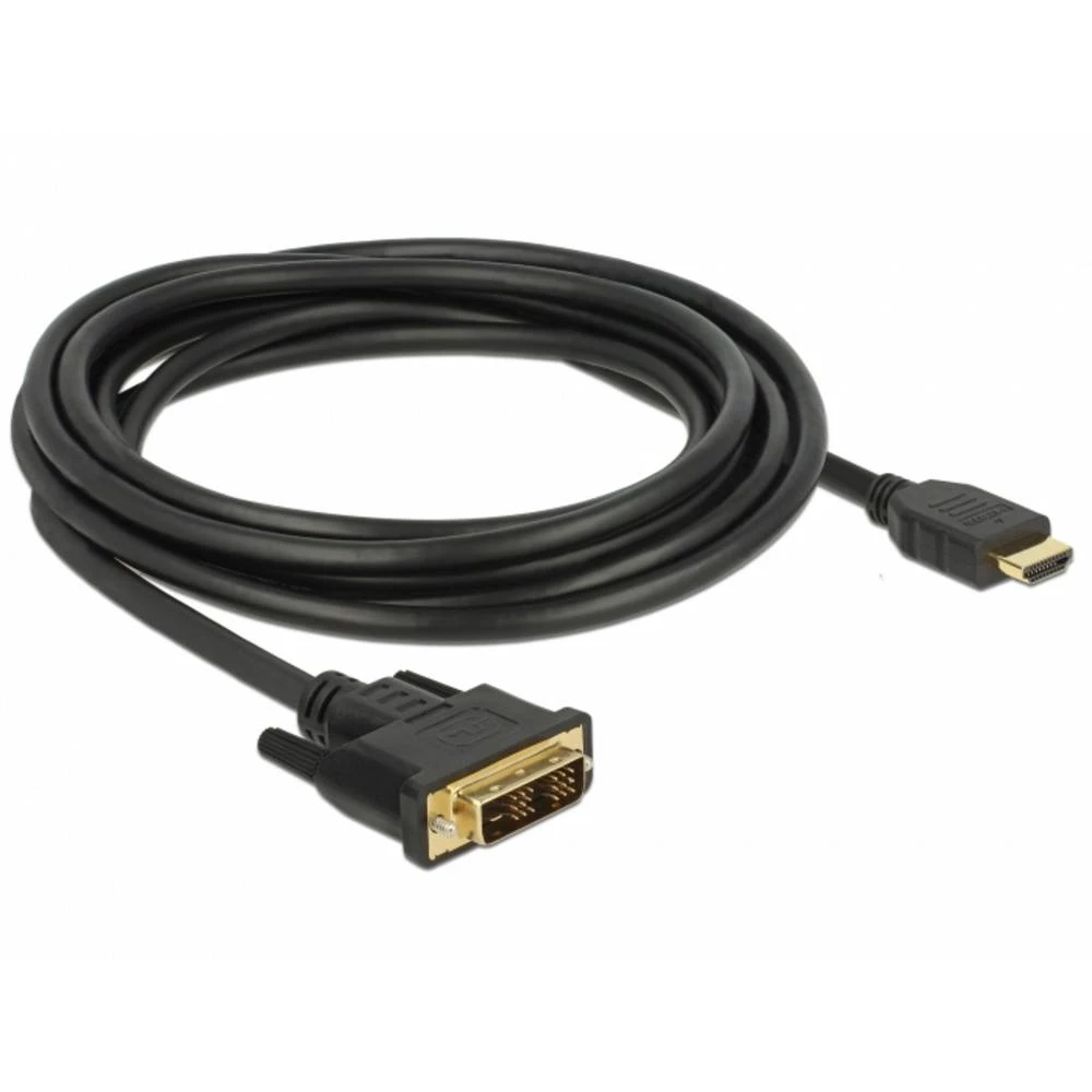 Delock DVI / HDMI priključni kabel DVI-D 18+1-polni utikač, HDMI A utikač 3 m crna 85585 trostruko zaštićen, pozlaćeni k slika