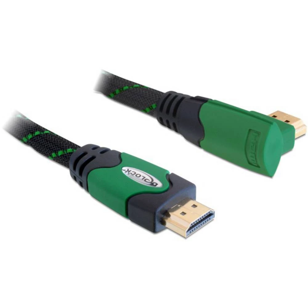 Delock HDMI priključni kabel HDMI A utikač 1 m crna, zelena 82951 okrugli, 4K UHD, pozlaćeni kontakti, sukani HDMI kabel slika