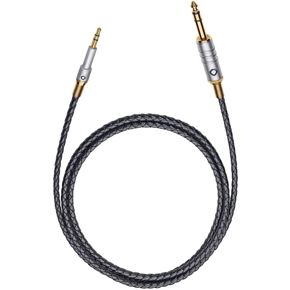 Oehlbach Utičnica Audio Priključni kabel [1x 6,3 mm banana utikač - 1x 3,5 mm banana utikač] 3 m Crna Oplaštenje kožom slika