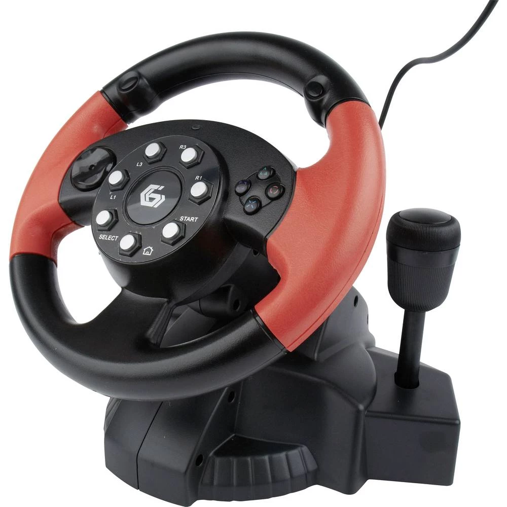 Upravljač Gembird STR-MV-02 USB PC, PlayStation 2, PlayStation 3 Crna, Crvena Uklj. pedale, Uklj. ručica mjenjača slika