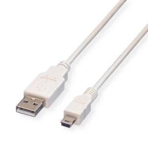 Value USB kabel USB 2.0 USB-A utikač, USB-Mini-A utikač 0.80 m bijela sa zaštitom 11.99.8708 slika