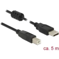 Delock USB kabel USB 2.0 USB-A utikač, USB-B utikač 5.00 m crna s feritnom jezgrom slika