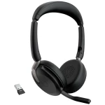 Jabra Evolve2 65 Flex Link380a UC računalo In Ear Headset Bluetooth® stereo crna poništavanje buke slušalice s mikrofonom, utišavanje mikrofona, kontrola glasnoće, indukcija, sklopive