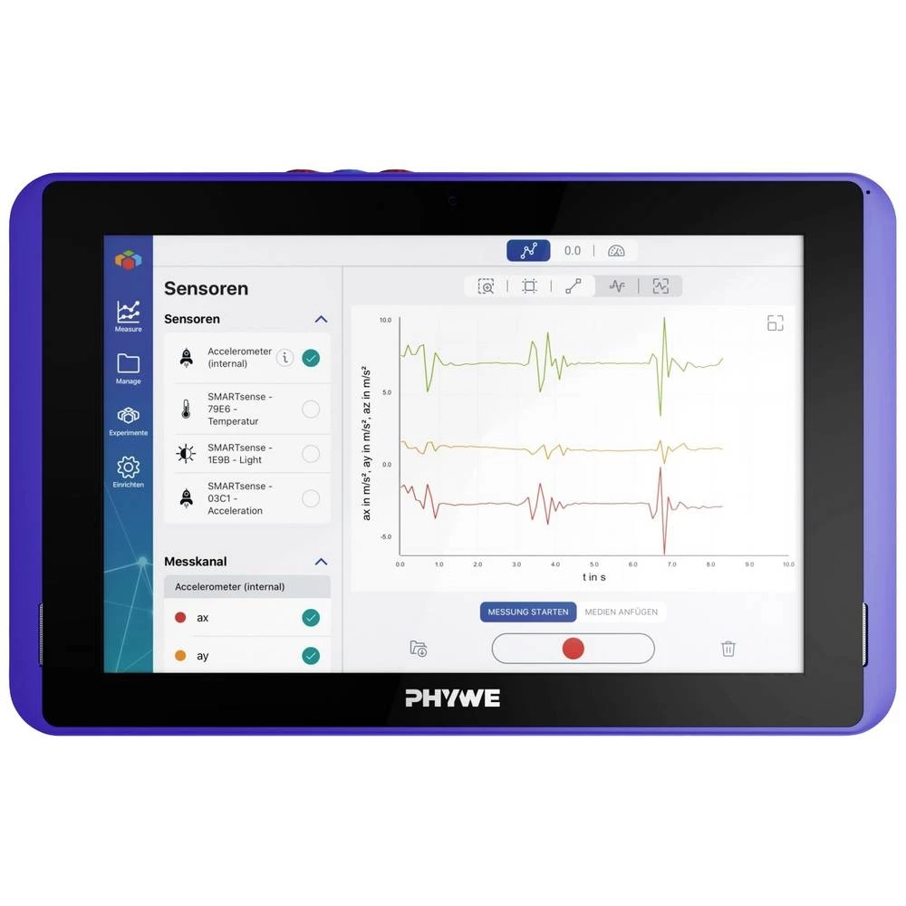 PHYWE Cobra SMARTlink višenamjenski uređaj za pohranu podataka   -200 do 1200 °C 0 do 100 % rF   -30 do 30 V -1 do 1 A   mini sd utor slika