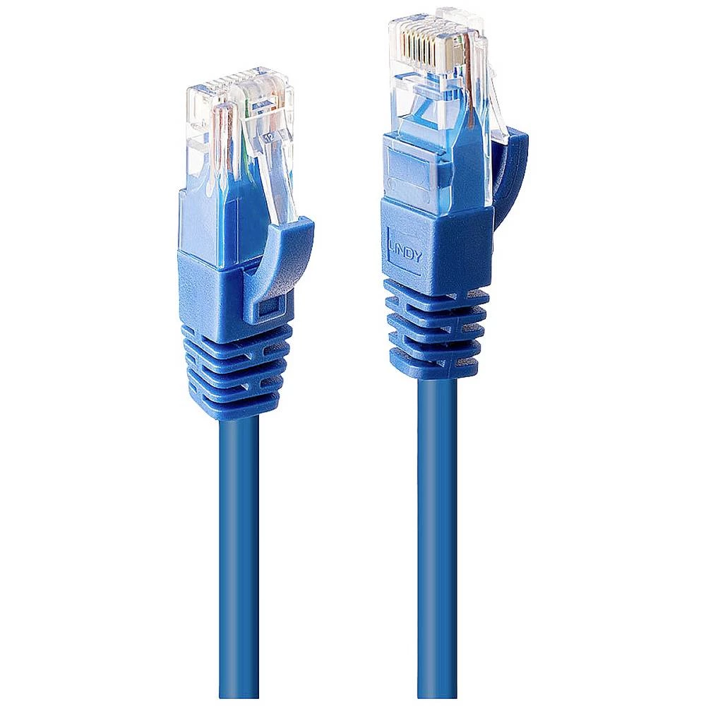 LINDY 48021 RJ45 mrežni kabel, Patch kabel cat 6 U/UTP 7.5 m plava boja  1 St. slika