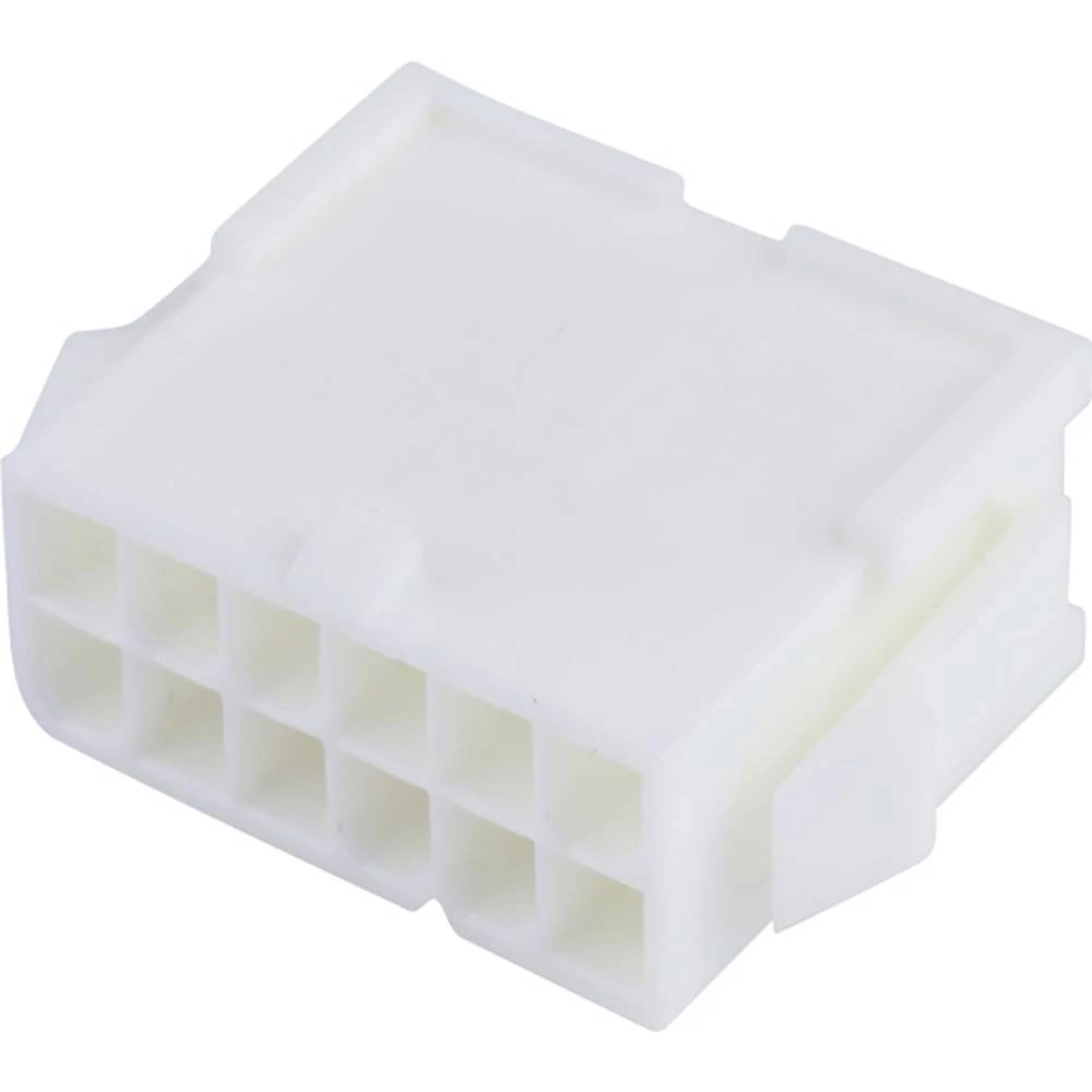 Molex 39012126 Mini-Fit Jr. Plug Housing, Dual Row, 12 Circuits, UL 94V-0, with Panel Mounting Ears, Natural slika