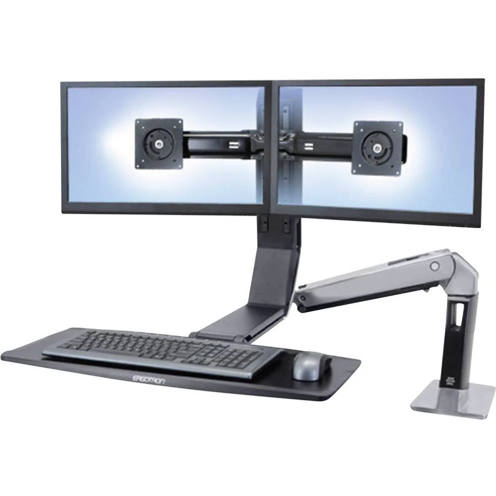 2-struki Stolni nosač za monitor 25,4 cm (10") - 61,0 cm (24") Nagibni i okretni, Rotirajuči Ergotron WorkFit-A Dual slika