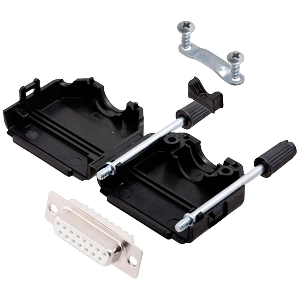 Višestruki ženski konektor D-SUB komplet 180 ° Broj polova: 15 Lemni kup encitech DPPK15-BK-DMS-W-K 1 ST slika