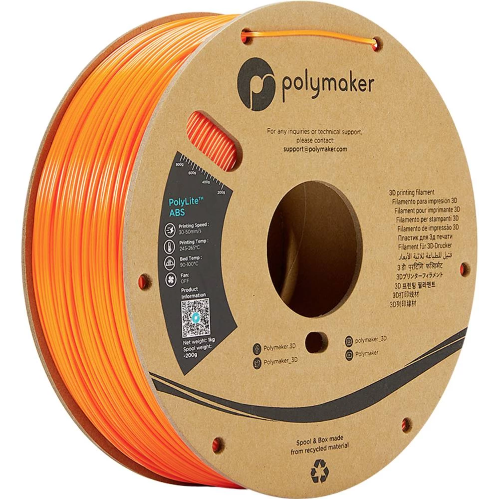 Polymaker PE01019 PolyLite 3D pisač filament ABS plastika siromašan miris 2.85 mm 1000 g narančasta  1 St. slika