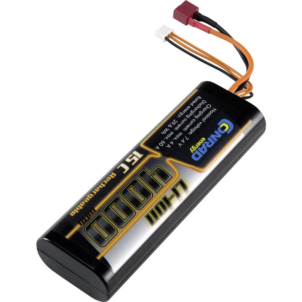 Conrad energy liion akumulatorski paket za modele 7.4 V 4000 mAh Broj ćelija: 2 15 C tvrdo kućište sustav T-konektora slika