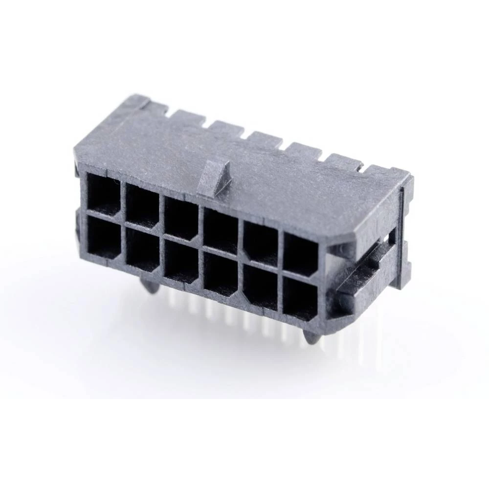 Molex 430451200 Micro-Fit 3.0 Right-Angle Header, 3.00mm Pitch, Dual Row, 12 Circuits, with Snap-in Plastic Peg PCB Lock, slika