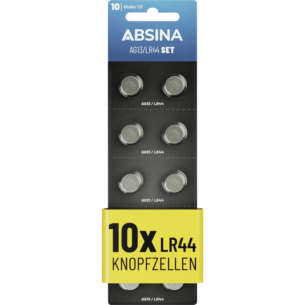 Absina gumbasta baterija AG 13 1.5 V 10 kom. alkalno-manganov slika