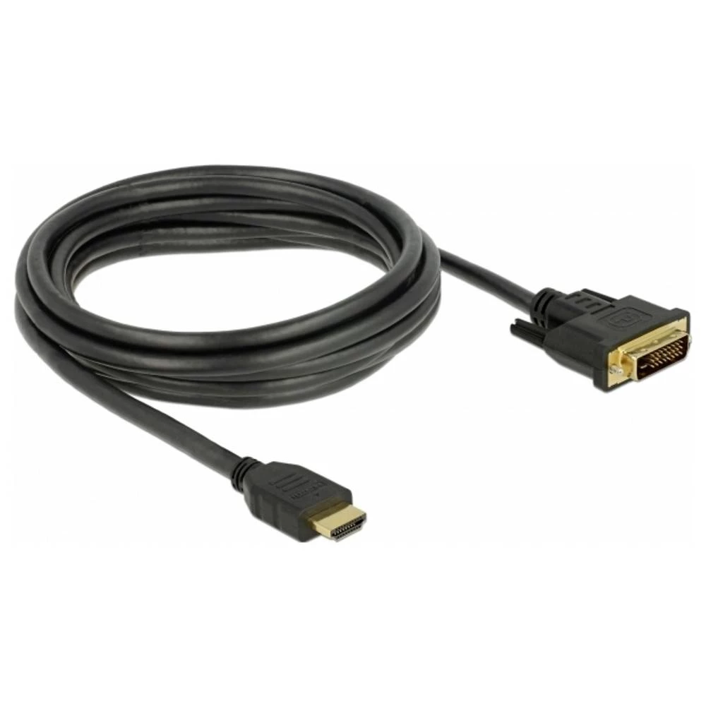 Delock HDMI / DVI priključni kabel HDMI A utikač, DVI-D 24+1-polni utikač 3 m crna 85655 trostruko zaštićen, pozlaćeni k slika