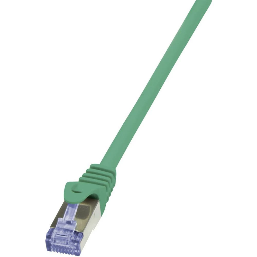 LAN (RJ45) Mreža Priključni kabel CAT 6A S/FTP 7.50 m Zelena Vatrostalan, Bez halogena, sa zaštitom za nosić LogiLink slika