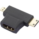 HDMI Y-adapter [1x HDMI-utikač C Mini, HDMI-utikač D Micro 1x HDMI-utikač] crn pozlaćeni kontakt