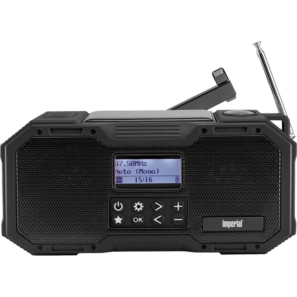 Imperial DABMAN OR 1 vanjski radio DAB+ (1012), UKW (1014) radio za hitne slučajeve, Bluetooth®  solarni panel, funkcija punjenja baterije, ručna obrtaljka, zaštićeno protiv prskanja, vodootporan, ... slika