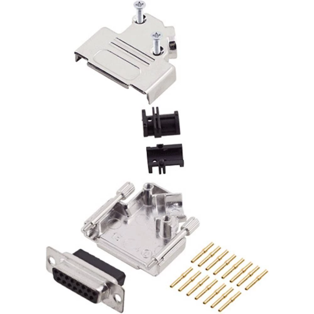 Višestruki ženski konektor D-SUB komplet 45 ° Broj polova: 15 Krimpanje encitech D45ZK15-DBCS-K 1 ST slika