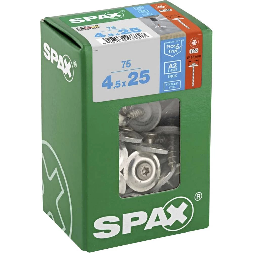 SPAX 4587000450257 limarski vijak 4.5 mm 25 mm T-STAR plus nehrđajući čelik A2 75 kom. slika