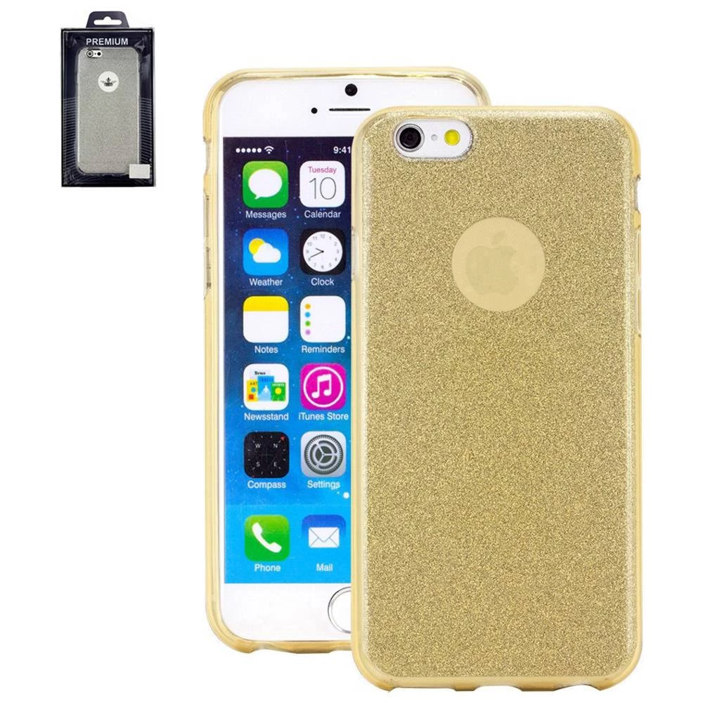 iPhone stražnji poklopac Perlecom Pogodno za: Apple iPhone 6, Apple iPhone 6S, Zlatna, Svjetlucavi efekt slika