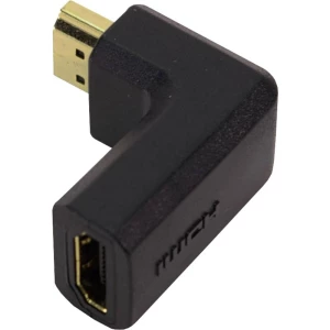 HDMI Adapter [1x Muški konektor HDMI - 1x Ženski konektor HDMI] Crna 90° nagnuto ulijevo LogiLink slika