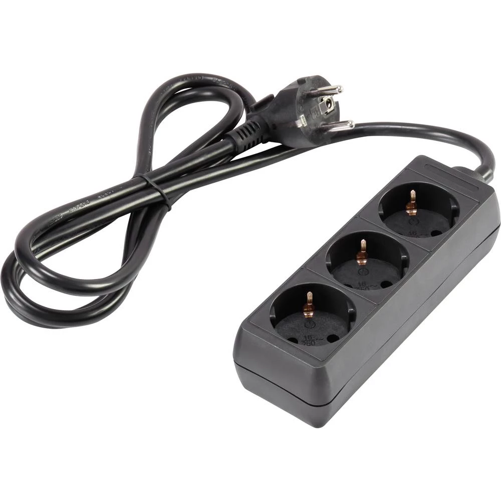 Razdjelna letva bez prekidača 3-struki Crna Utičnica Duljina kabela: 2.80 m Basetech 1593788 slika