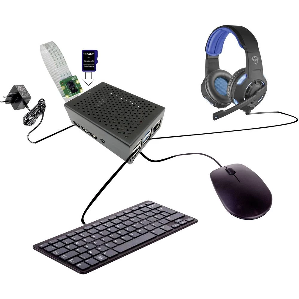 Raspberry Pi® Homeoffice/Homeschooling Kit Raspberry Pi® 4 B 4 GB 4 x 1.5 GHz uklj. modul kamere, uklj. tipkovnica, uklj slika