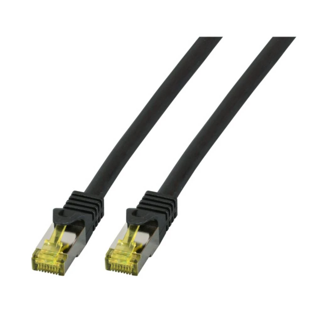 LAN (RJ45) Mreža Priključni kabel CAT 6a (sirovi kabel CAT 7) S/FTP 7.5 m Crna Vatrostalan, Bez halogena, sa zaštitom za nosić, slika