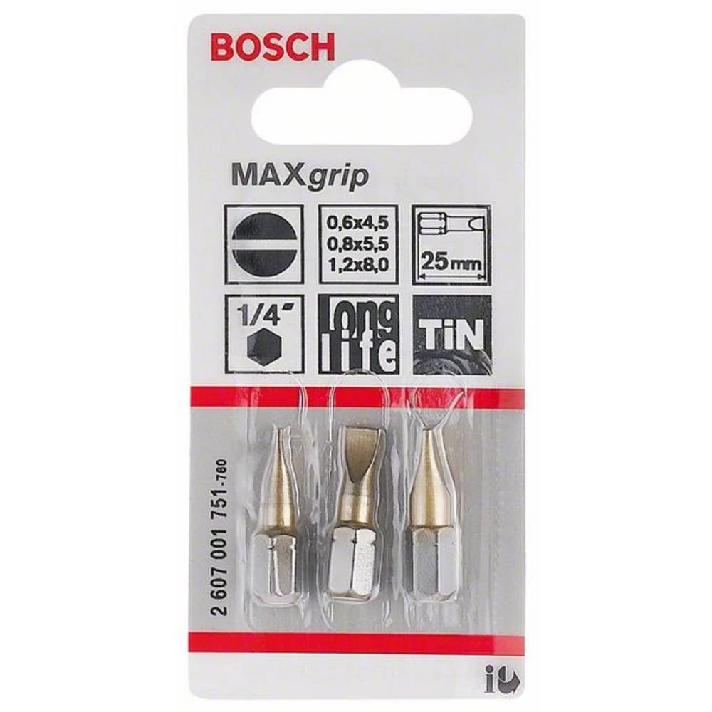 Bosch Accessories 3-dijelni set bitova izvijača Max Grip (PZ) - PZ1; PZ2; PZ3; 25 mm 2607001755 dužina 25 mm slika