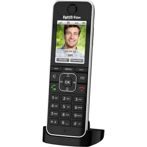 AVM FRITZ!FON C6 Black Edition bežični voip telefon responder, babyphone, handsfree, pin kôd LC zaslon crna slika