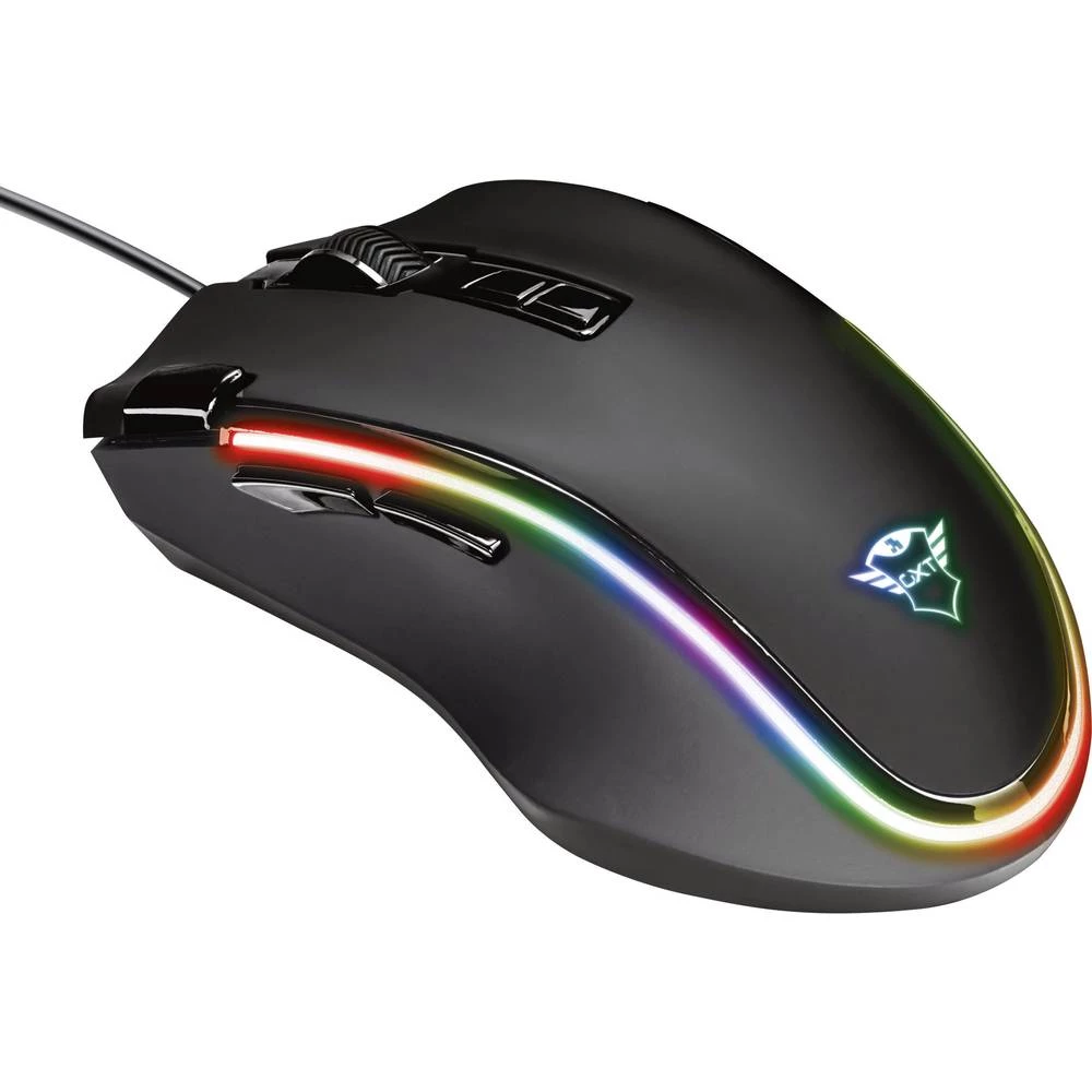 Trust GXT 188 Laban RGB USB gaming miš Optički Osvjetljen, Integrirana profilna memorija Crna slika
