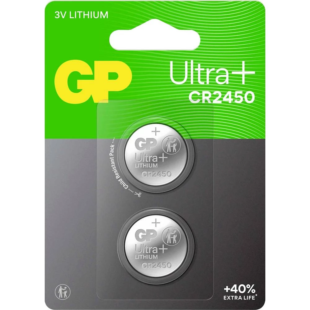 GP gumbasta baterija CR 2450 3 V 2 kom. 540 mAh Li-MnO2 GP Ultra Plus Batterie Lithium Lithium Knopfzelle CR2450 2 Stück slika