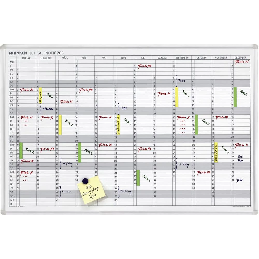 Franken Godišnji kalendar, Ploča za planiranje JK703 Bijela Magnet 90 cm x 60 cm slika