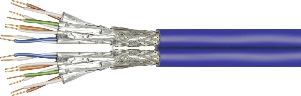 Mrežni kabel CAT 7a S/FTP 4 x 2 x 0.32 mm&sup2; Plava boja TRU COMPONENTS TC-7411008 500 m slika