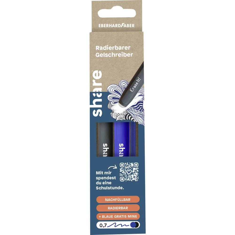 share gel roler plava boja, crna 0.7 mm slika