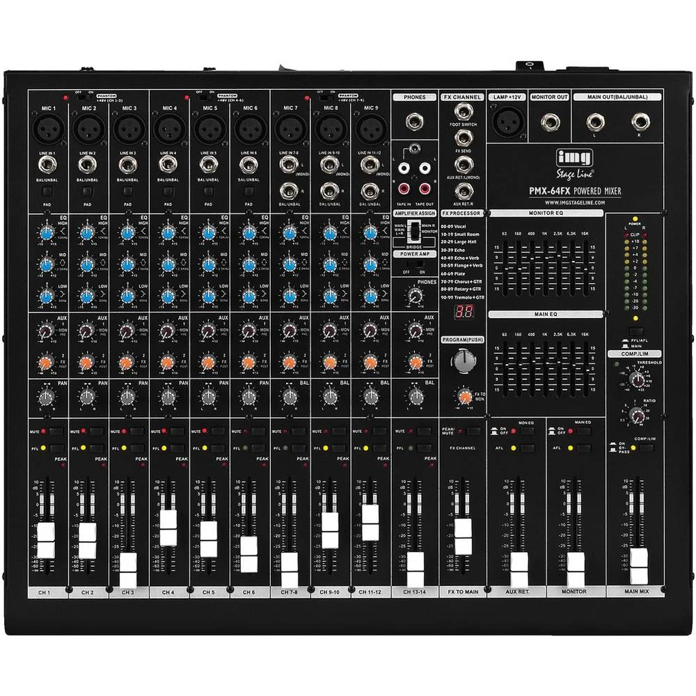 Snažni miks pulta IMG STAGELINE PMX-64FX 2x 475 W Broj kanala:14 slika