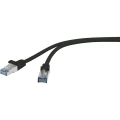 LAN (RJ45) Mreža Priključni kabel CAT 6A S/FTP 30 m Crna sa zaštitom za nosić, Vatrostalan Basetech slika