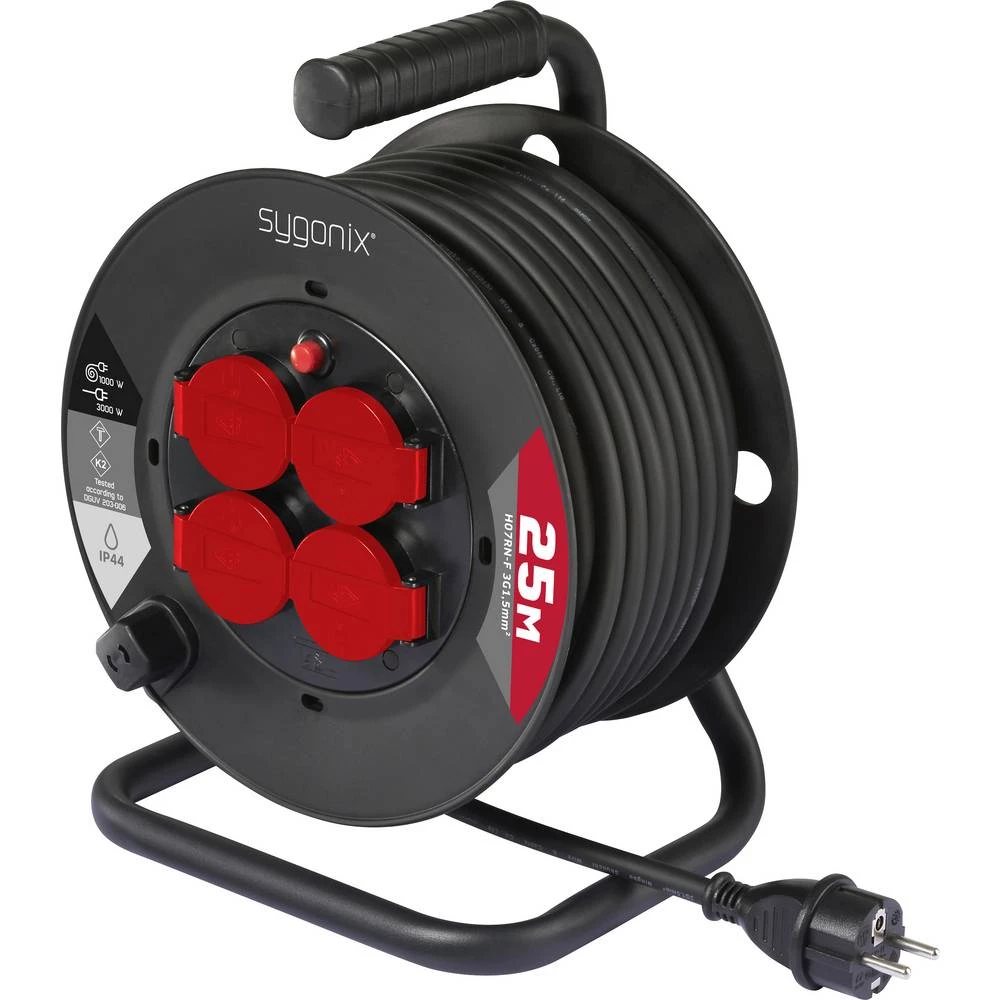 Sygonix SY-10236129 kabelski bubanj 25 m crna sigurnosni utikač slika