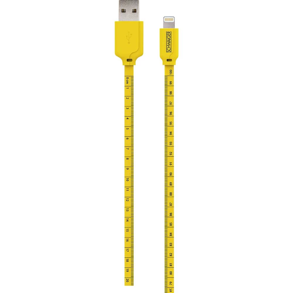 Schwaiger USB 2.0 priključni kabel [1x muški konektor USB 2.0 tipa a - 1x muški konektor Apple dock lightning] 1.20 m crna, žuta slika