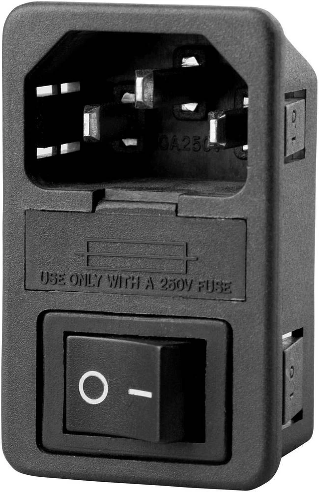 IEC priključak C14 Utikač, okomita ugradnja Ukupan broj igala: 2 + PE 10 A Crni 1 kom (s) slika