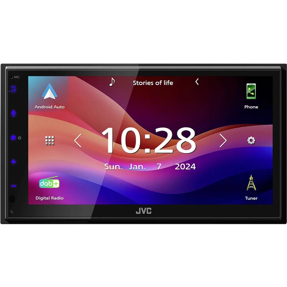 JVC dvostruki DIN multimetijski player Android Auto™, Apple CarPlay, priključak za stražnje kamere, DAB + tuner, sa dalj slika