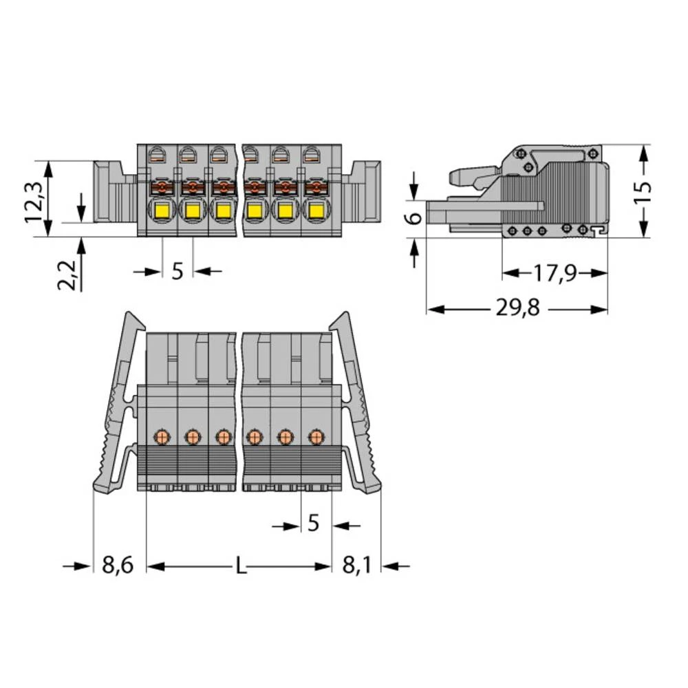WAGO kućište kabelske utičnice 2231 Ukupan broj polova 3 Raster: 5 mm 2231-103/037-000 50 St. slika