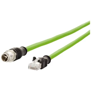 Metz Connect 142M2X15100 M12 mrežni kabel, Patch kabel CAT 6a S/FTP 10 m zelena PUR plašt, postojan na kiselinu, postojan na ozon, UV otporan, mogućnost korištenja za vuču, bez halogena, postojan n... slika