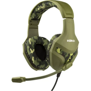Igraće naglavne slušalice sa mikrofonom 3,5 mm priključak Sa vrpcom Konix PS-400 Preko ušiju Kamuflažno-zelena boja slika