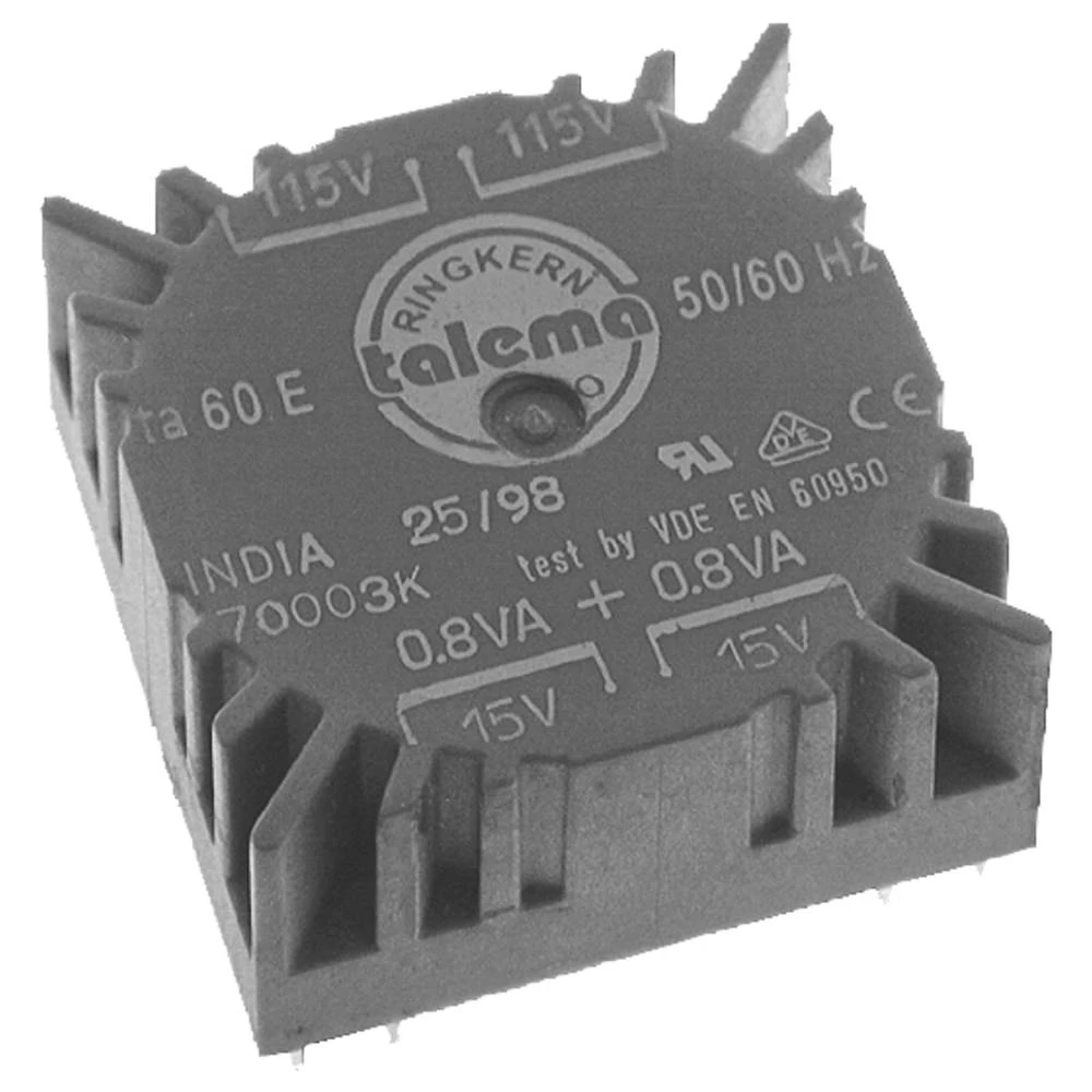 Talema 70000K transformator za tiskanu pločicu 2 x 115 V 2 x 7 V 1.6 VA 114 mA slika