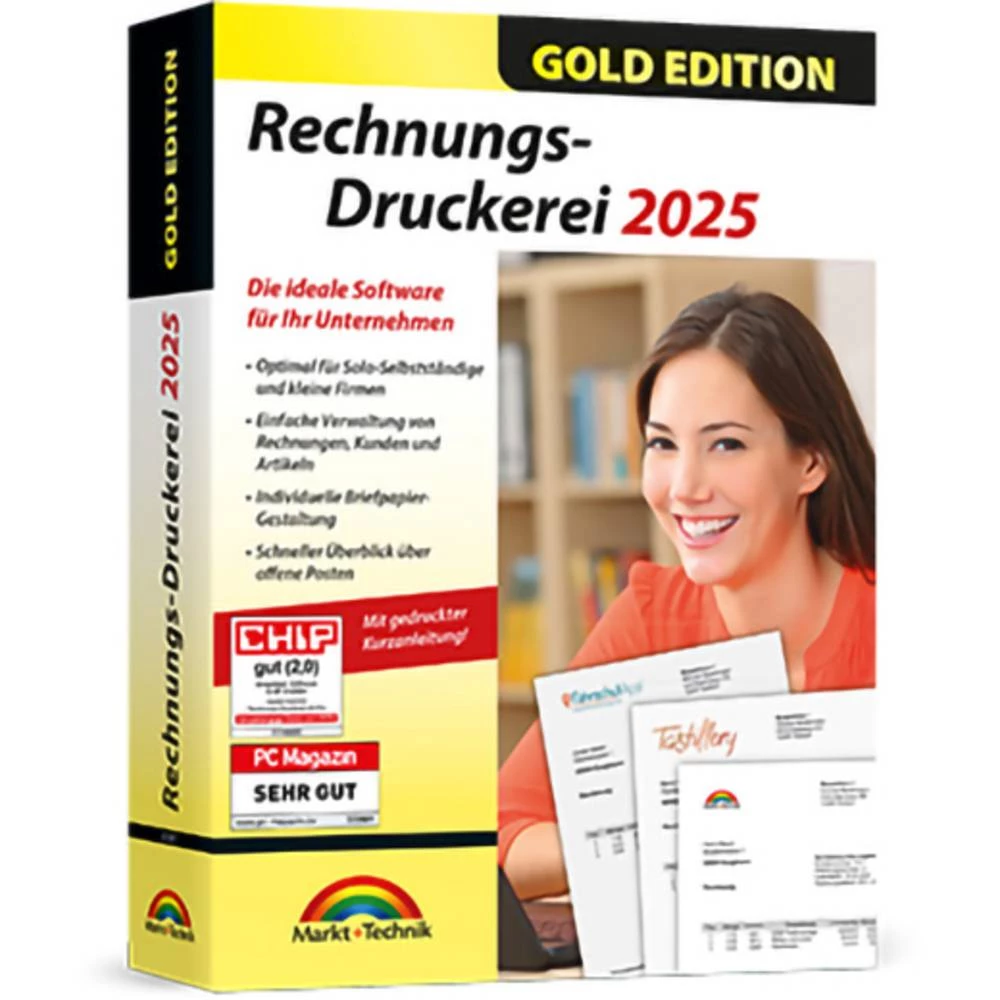 Markt & Technik Rechnungsdruckerei 2025 Gold Edition puna verzija 1 licenca Windows trgovački softver slika