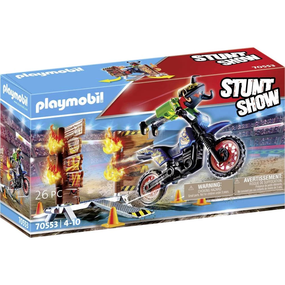 Playmobil® kaskaderska predstava Motocikl s vatrenim zidom 70553 slika