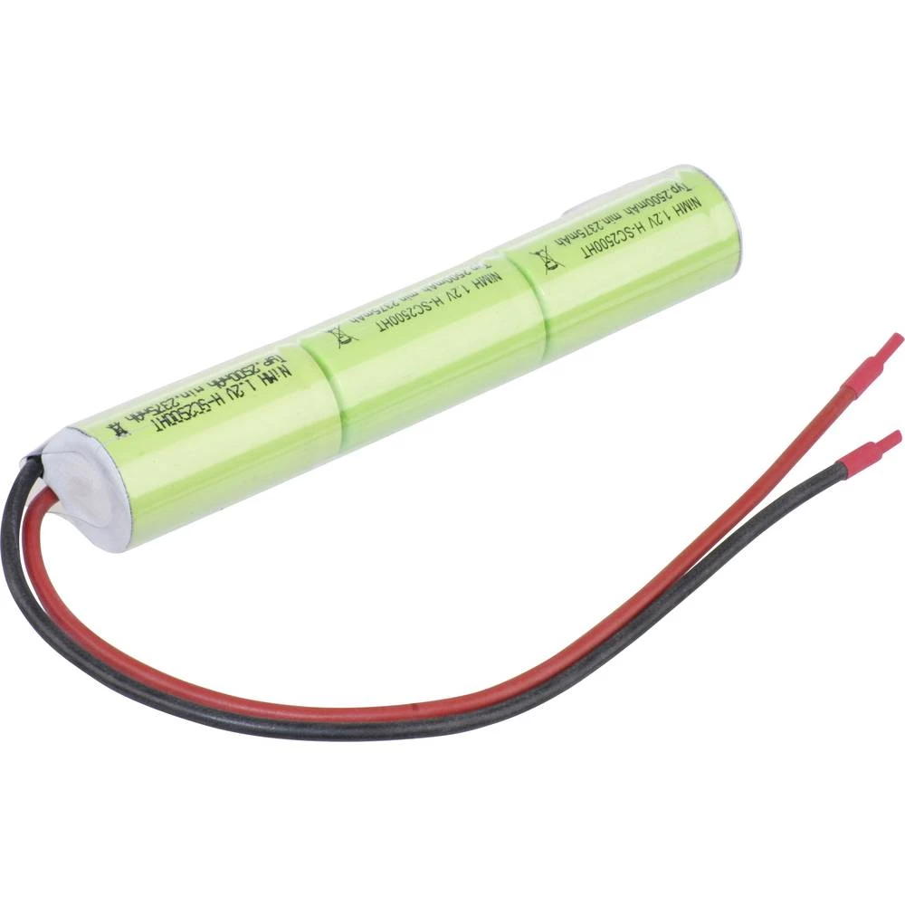 Aku-pack 3x Sub-C Pogodan za visoke temperature, Kabel, Flat-Top NiMH Mexcel Inline L1x3 3.6 V 2500 mAh slika